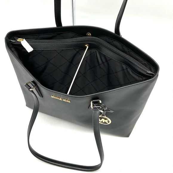 Michael Kors Bag Large Sheila Mf Tote Bag & Large Double Zip Wallet Black/Gold - Picture 9 of 15